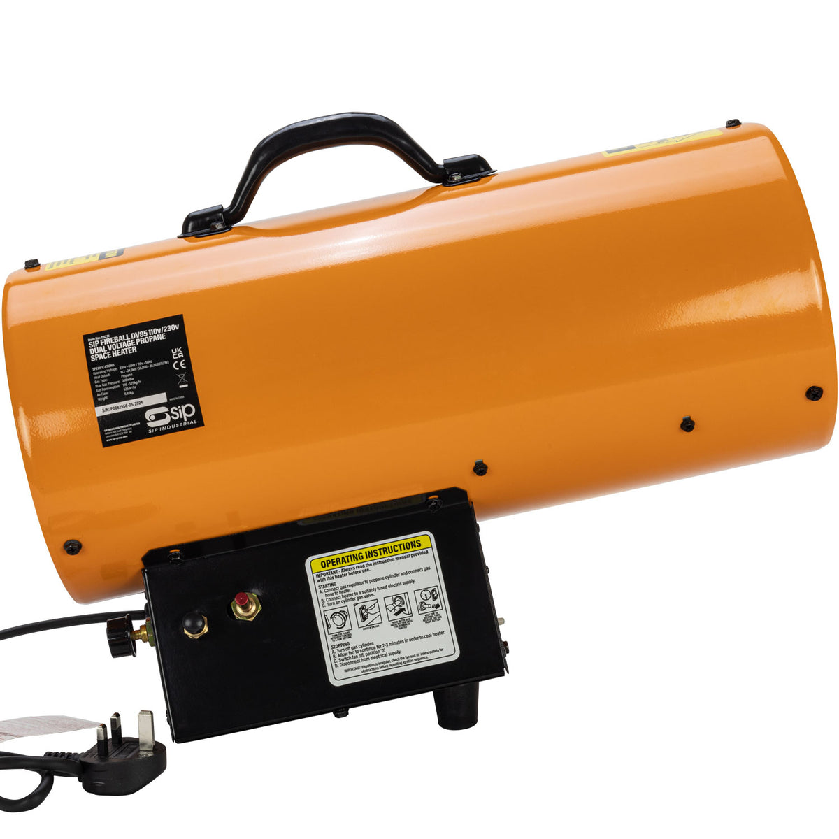 SIP FIREBALL DV85 Dual Voltage Propane Space Heater, 85,500BTU/hr (09231)