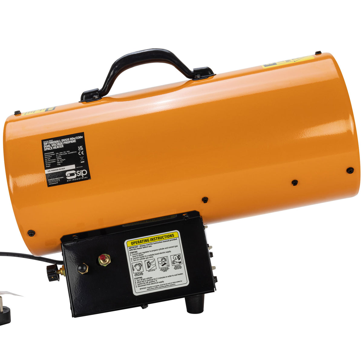 SIP FIREBALL DV125 Dual Voltage Propane Space Heater, 125,000BTU/hr (09232)