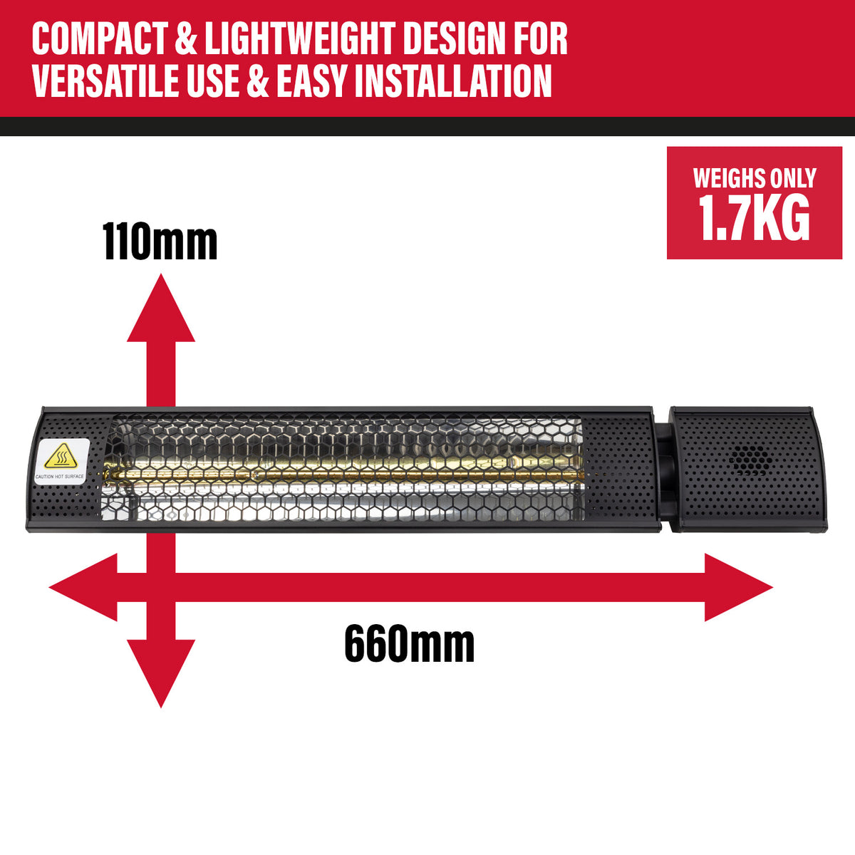 SIP Halogen Infrared Heater with Remote Control, 2000W (09586)