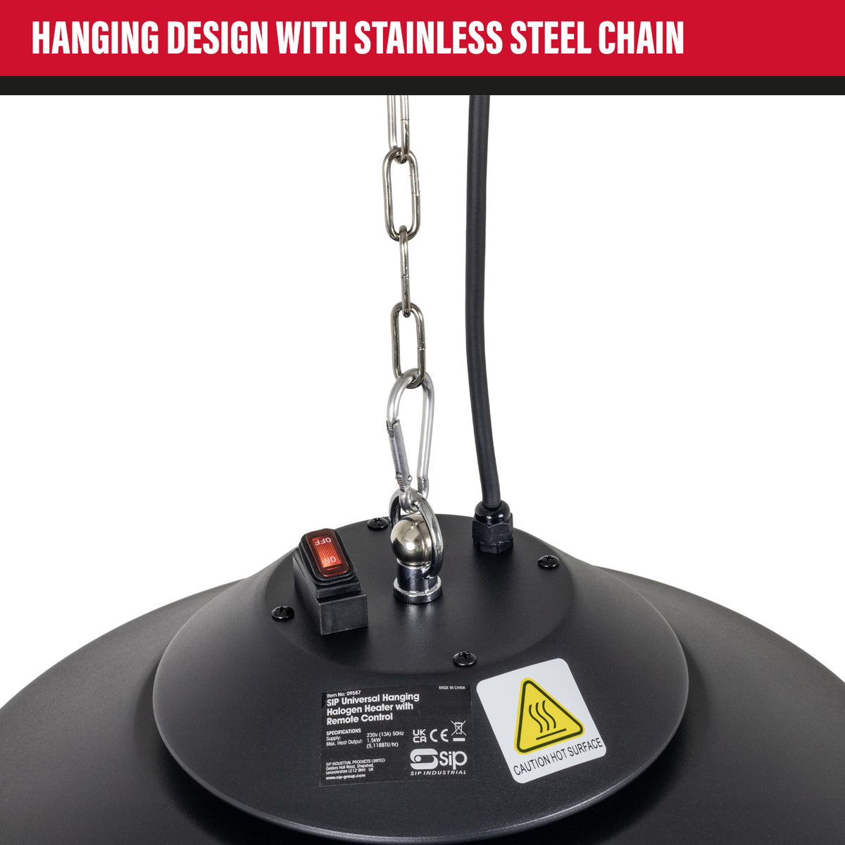 SIP Hanging Halogen Infrared Heater with Remote Control, 1500W (09587)