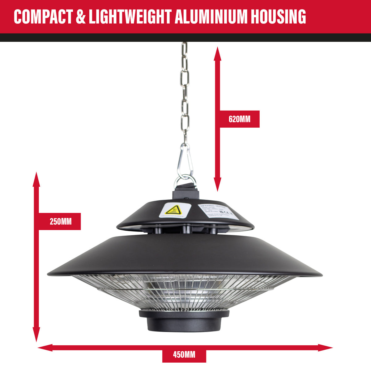 SIP Hanging Halogen Infrared Heater with Remote Control, 1500W (09587)