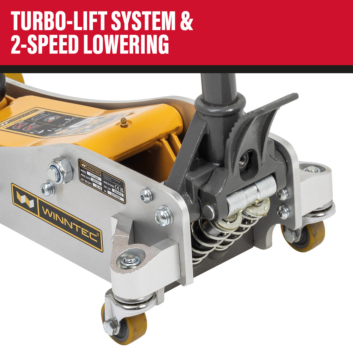 WINNTEC® Aluminium/Steel Trolley Jack with Turbo-Lift, 2 Tonne (09707)