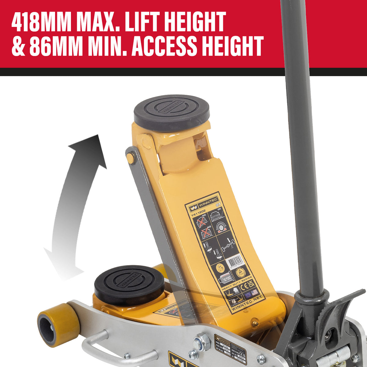 WINNTEC® Aluminium/Steel Trolley Jack with Turbo-Lift, 2 Tonne (09707)