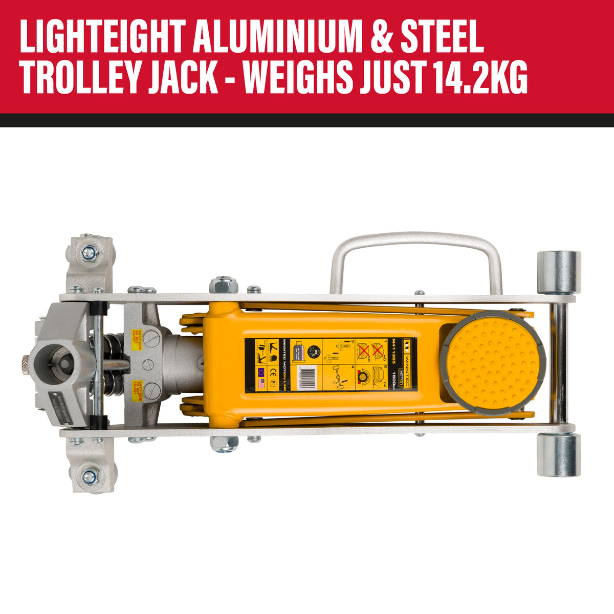 WINNTEC® Aluminium/Steel Trolley Jack with Turbo-Lift, 1.5 Tonne (09708)