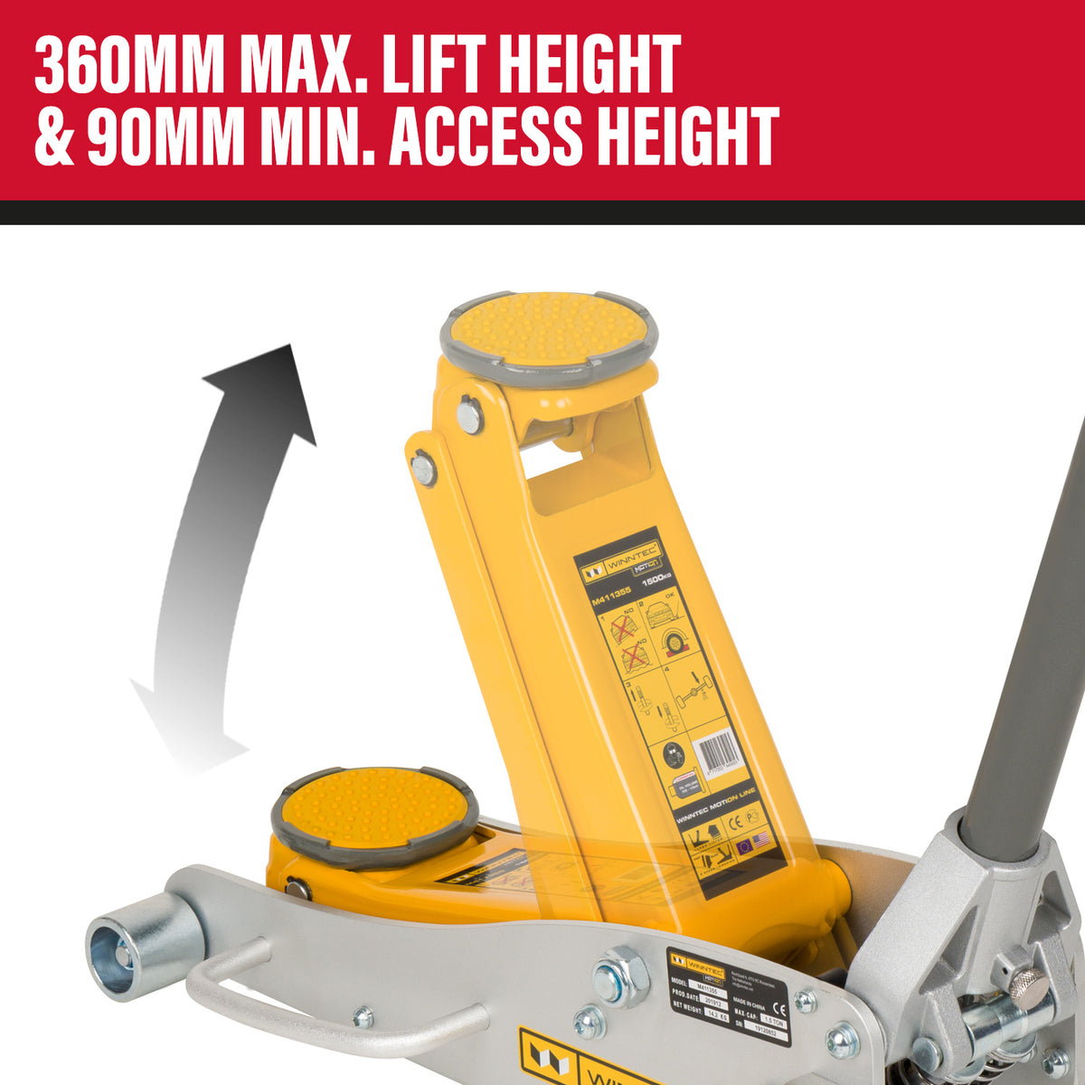 WINNTEC® Aluminium/Steel Trolley Jack with Turbo-Lift, 1.5 Tonne (09708)