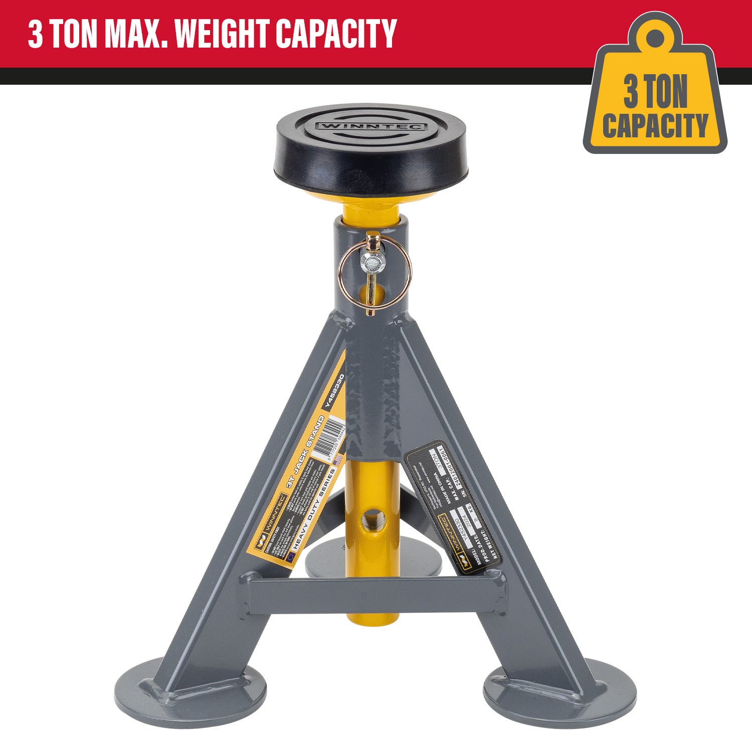 WINNTEC® Axle Stands, 6 Tonne, Grey (09849)