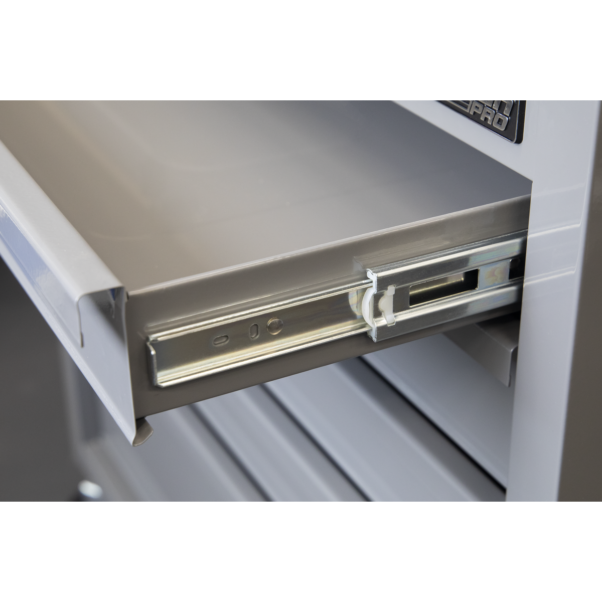 American PRO® Mobile Workstation with Wooden Worktop 5 Drawer - Grey