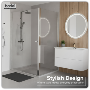 Baridi Side Panel for Sliding Shower Doors, 6mm Tempered Glass - Chrome