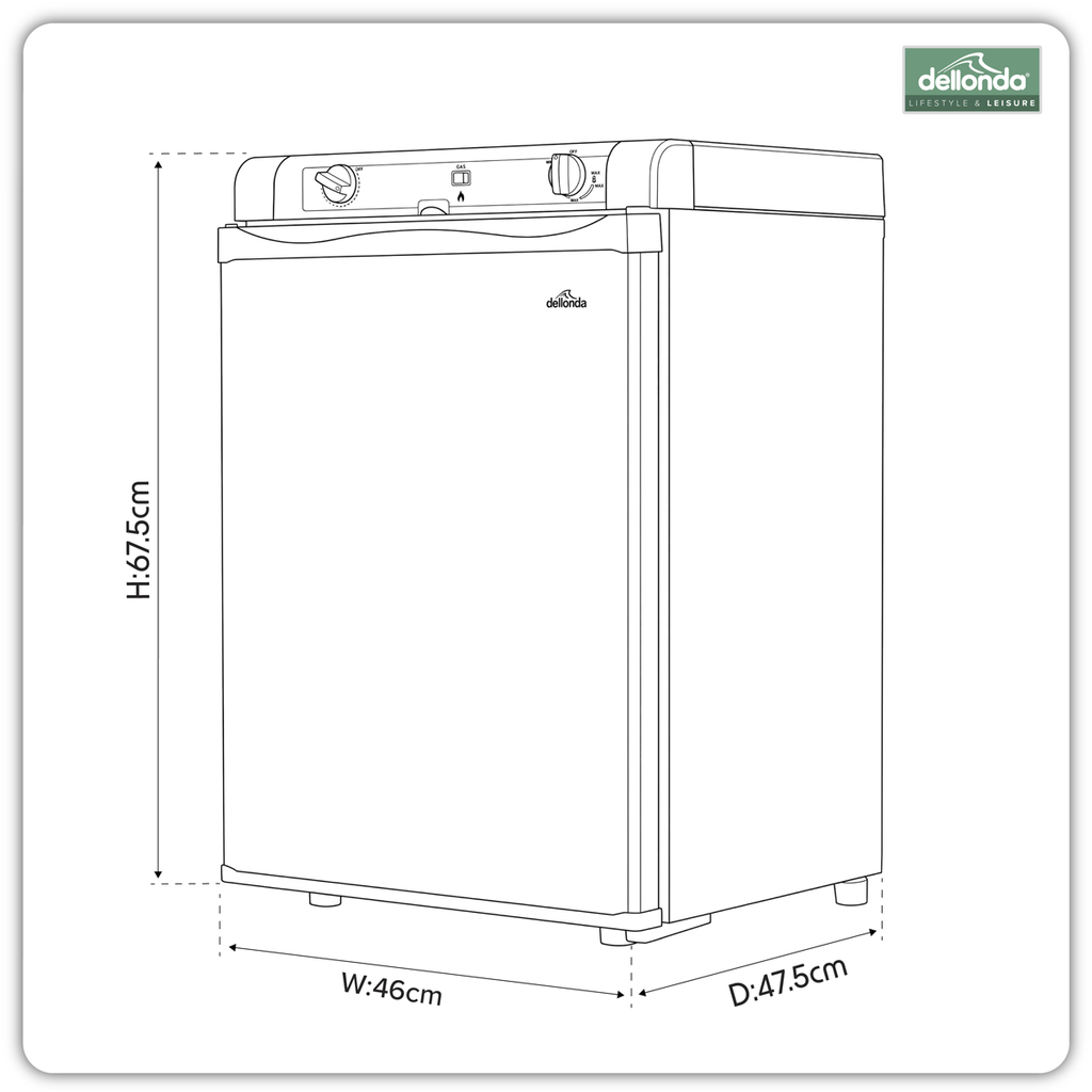 Dellonda 3-Way Fridge 60L for Camping & Motorhomes (DL159)