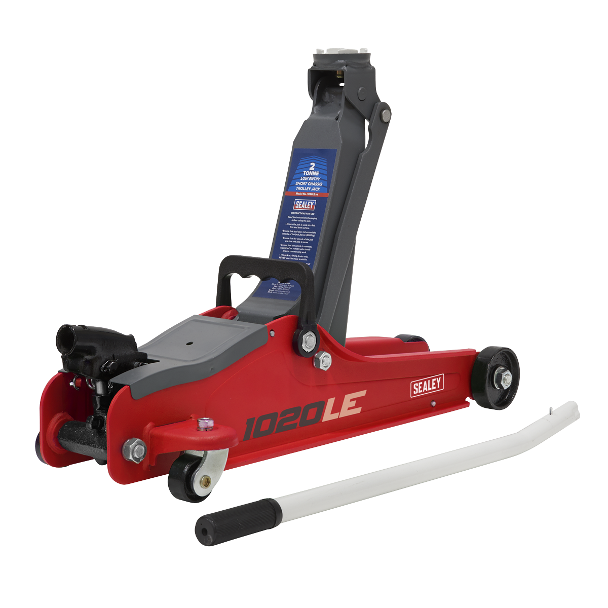 Low Entry Short Chassis Trolley Jack & Accessories Bag Combo, 2 Tonne - Red