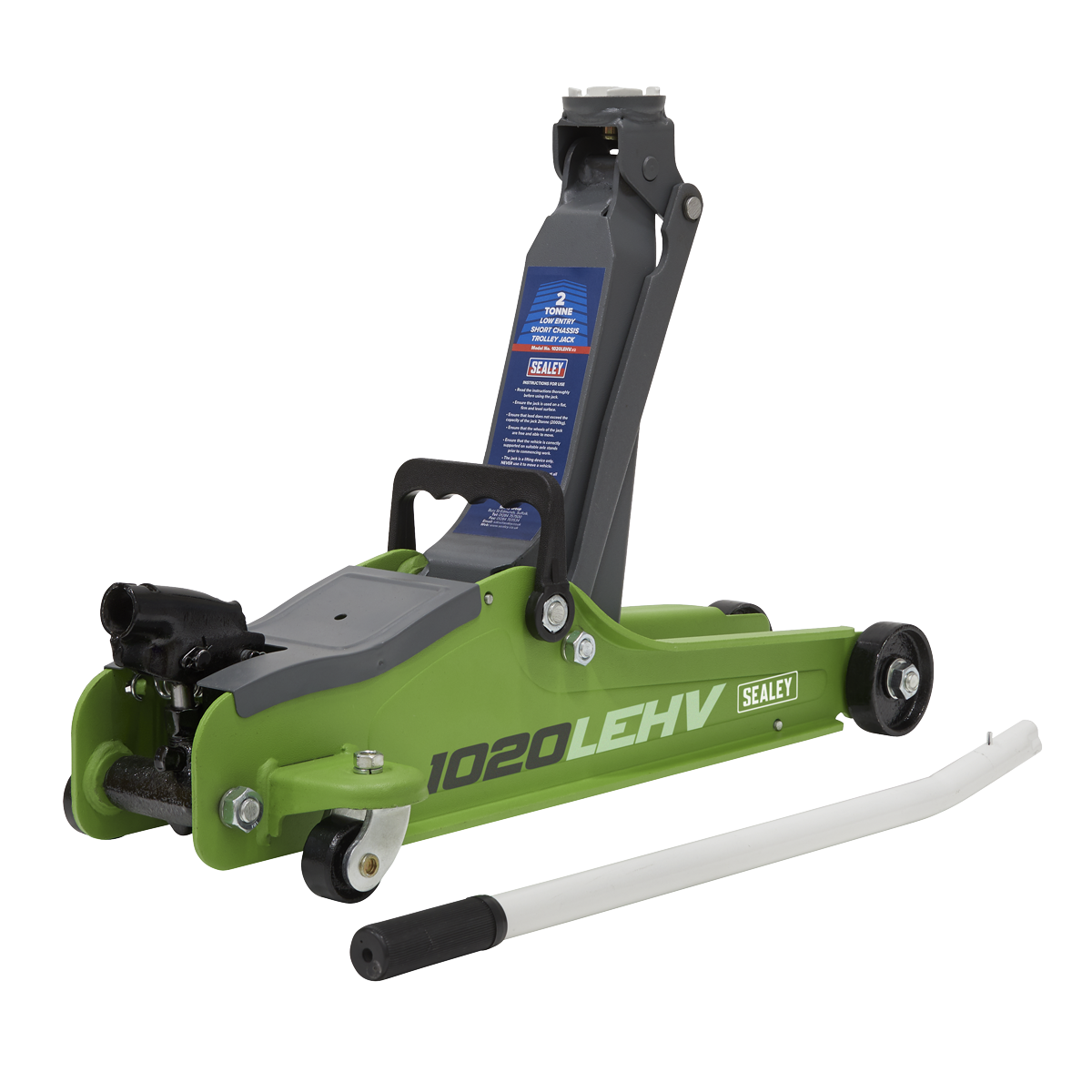 Low Entry Short Chassis Trolley Jack & Accessories Bag Combo, 2 Tonne - Green