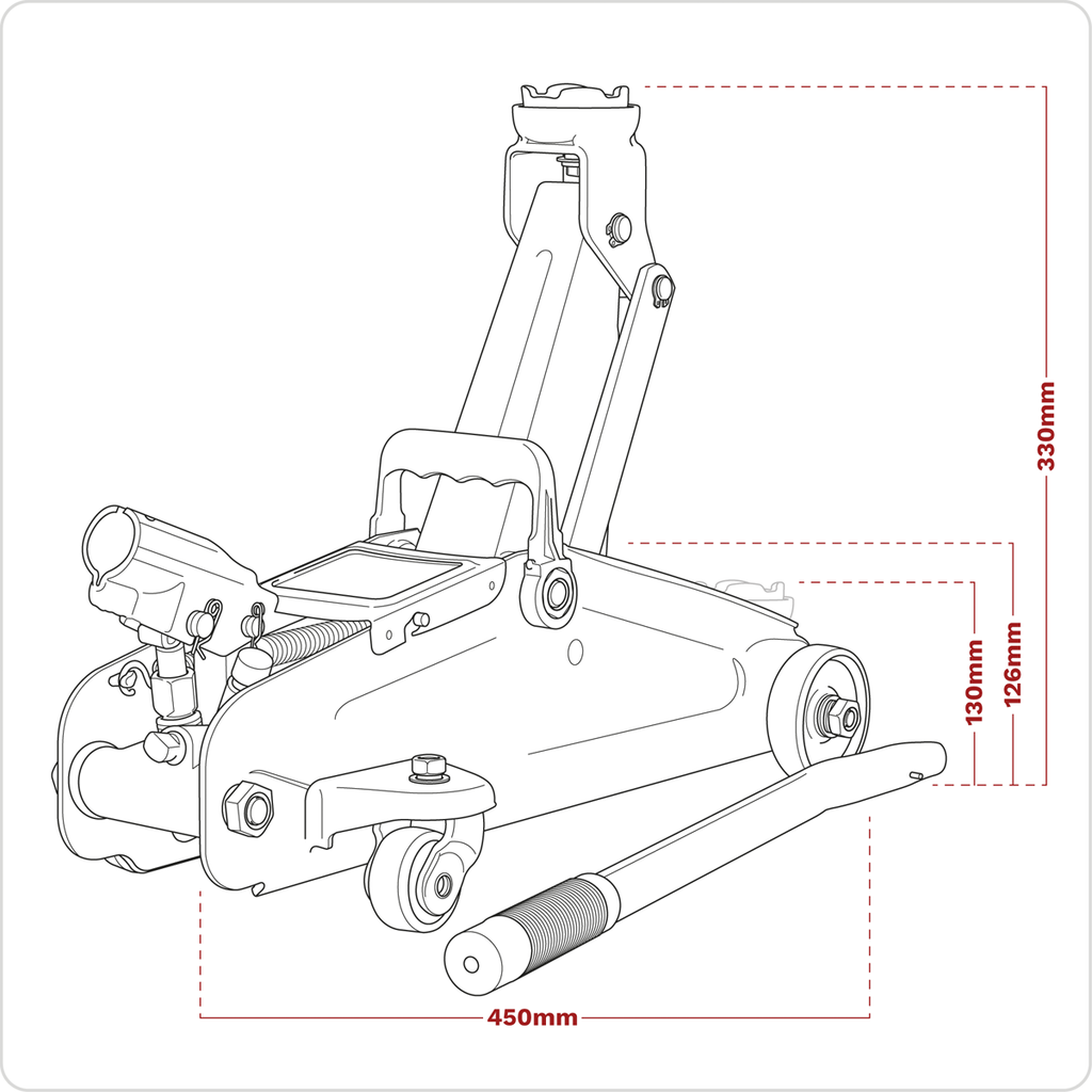 Short Chassis Trolley Jack, 2 Tonne, Green (1050CXHV)