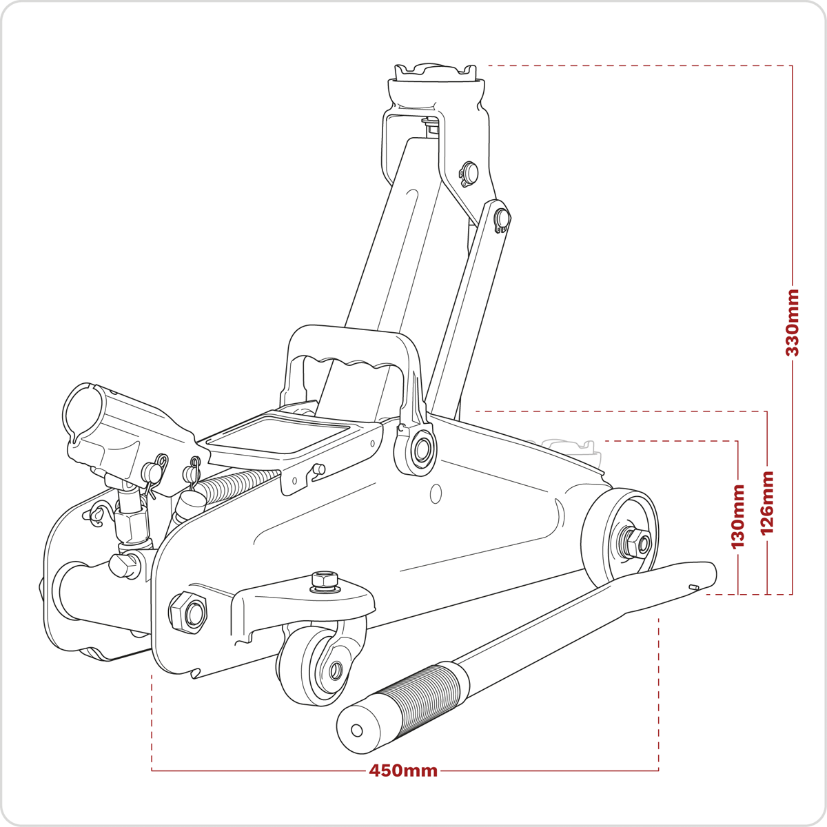 Short Chassis Trolley Jack, 2 Tonne, Green (1050CXHV)