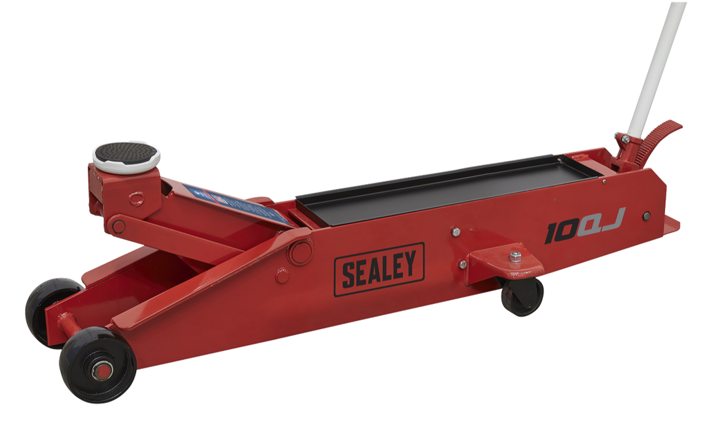 Sealey 10QJ Premier Heavy Duty Long Reach Trolley Jack, 10 Tonne Capacity, Red