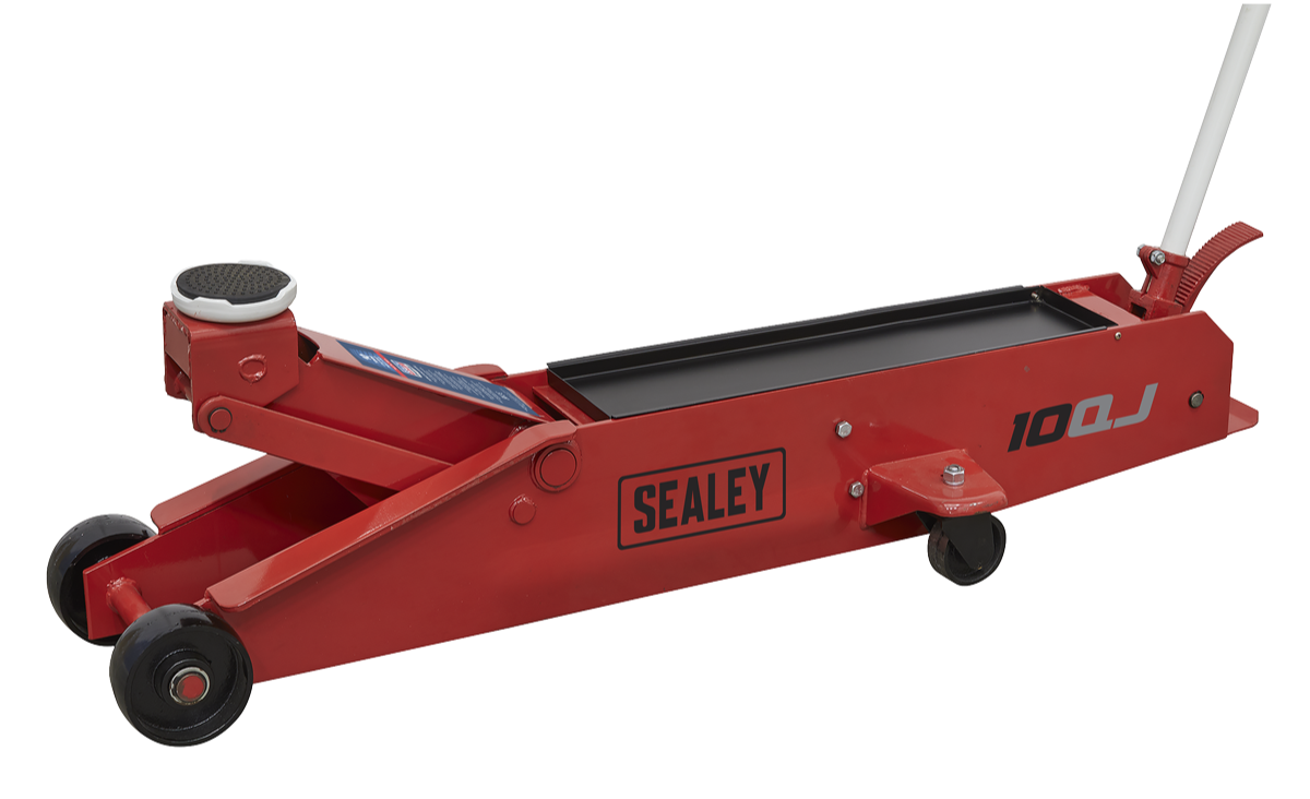 Sealey 10QJ Premier Heavy Duty Long Reach Trolley Jack, 10 Tonne Capacity, Red