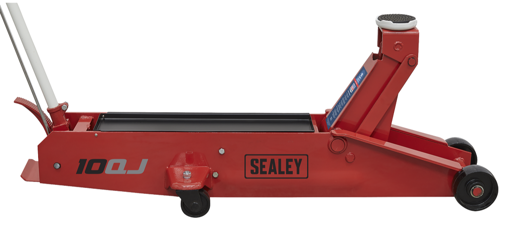 Sealey 10QJ Premier Heavy Duty Long Reach Trolley Jack, 10 Tonne Capacity, Red