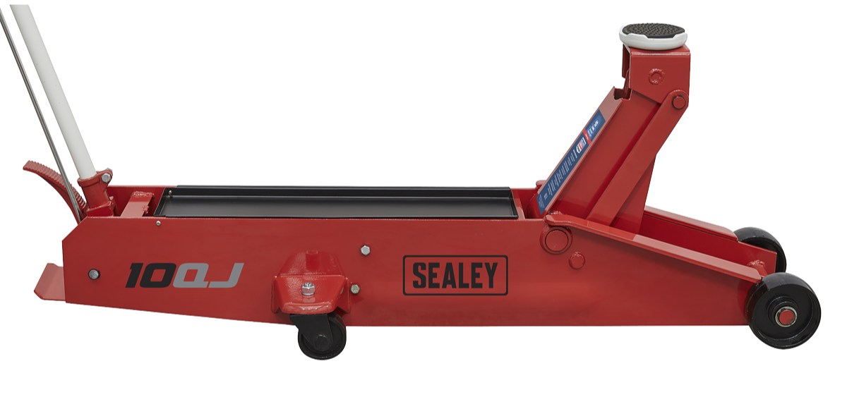 Sealey 10QJ Premier Heavy Duty Long Reach Trolley Jack, 10 Tonne Capacity, Red