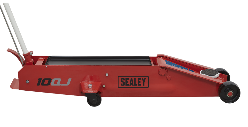 Sealey 10QJ Premier Heavy Duty Long Reach Trolley Jack, 10 Tonne Capacity, Red