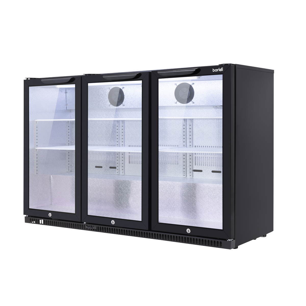 Baridi Back Bar Drinks Fridge/Cooler with Triple Hinged Door & Security Lock 307L - Black