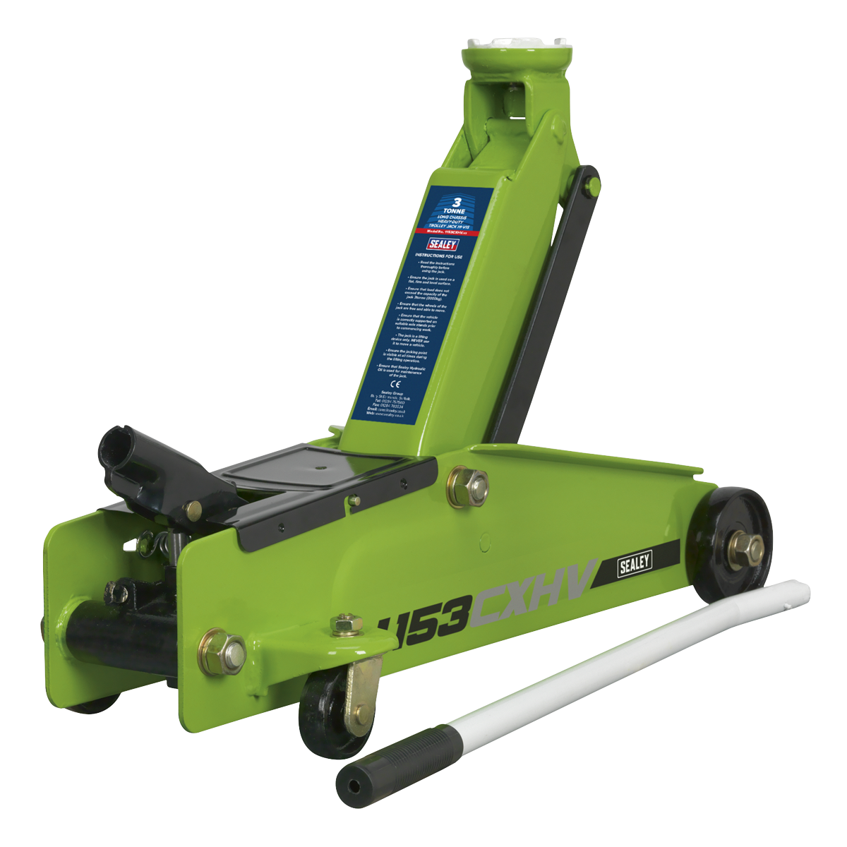 Heavy-Duty Long Reach Trolley Jack 3 Tonne - Green