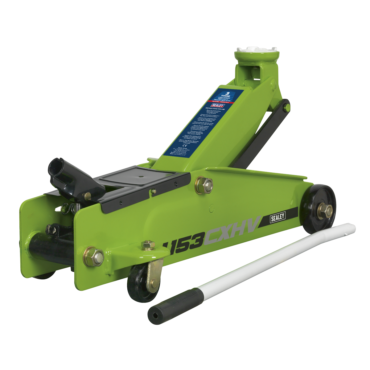 Heavy-Duty Long Reach Trolley Jack 3 Tonne - Green