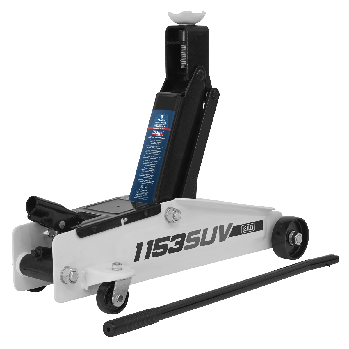 Long Reach High Lift SUV Trolley Jack, 3 Tonne, White (1153SUV)