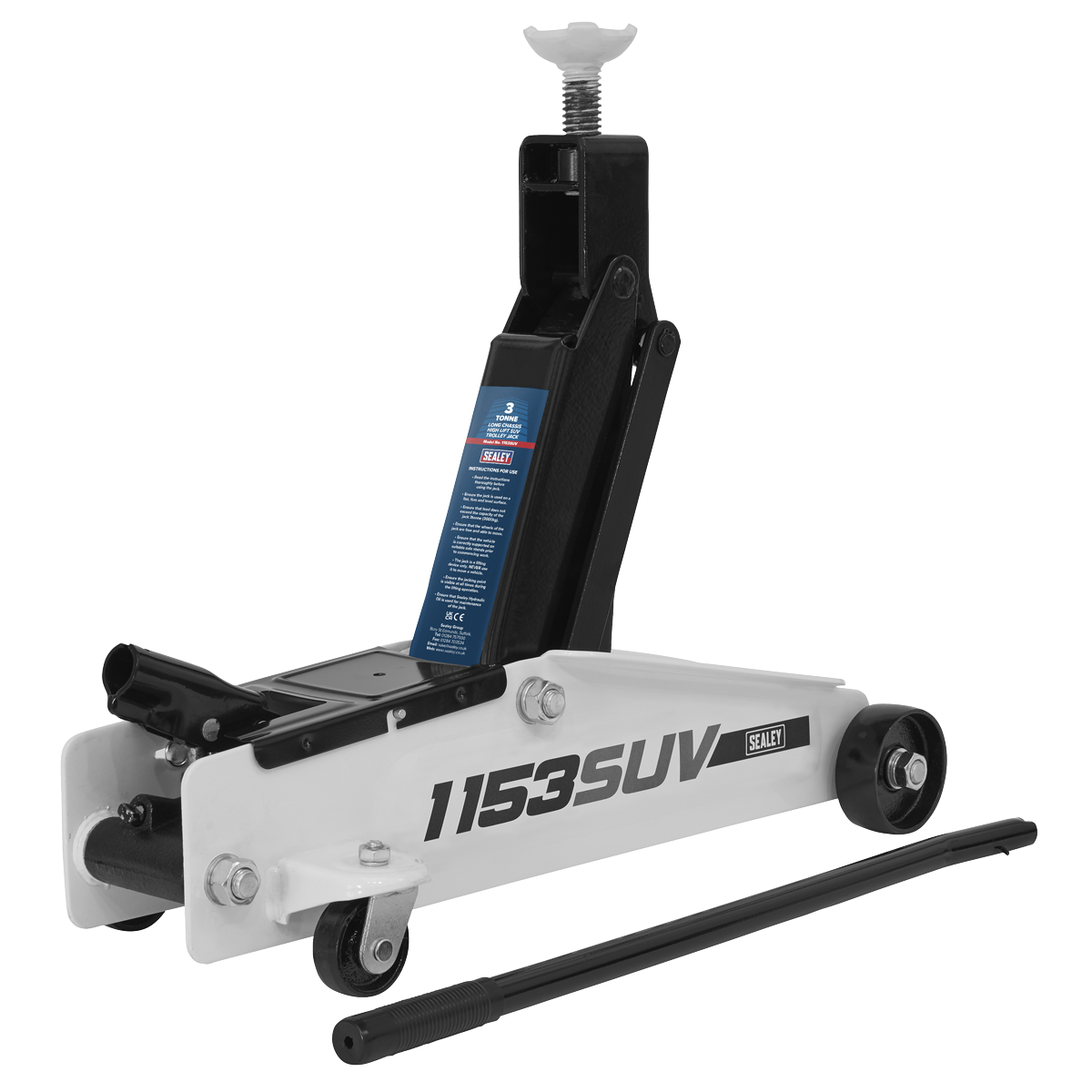 Long Reach High Lift SUV Trolley Jack, 3 Tonne, White (1153SUV)