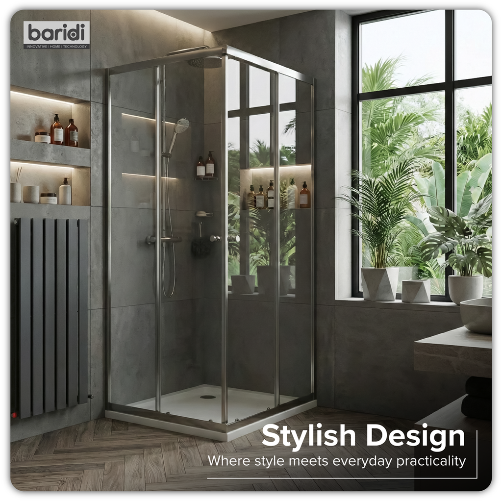 Corner Shower Entry Enclosure 800 x 800 x 1850mm with 6mm Tempered Glass - Chrome