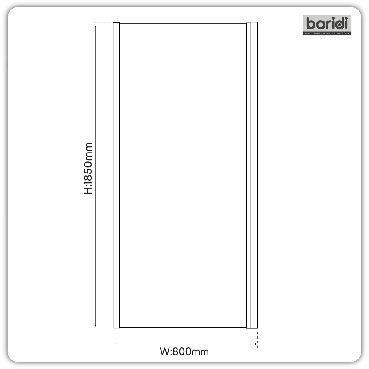 Side Panel for Sliding Shower Doors, 6mm Tempered Glass - Black