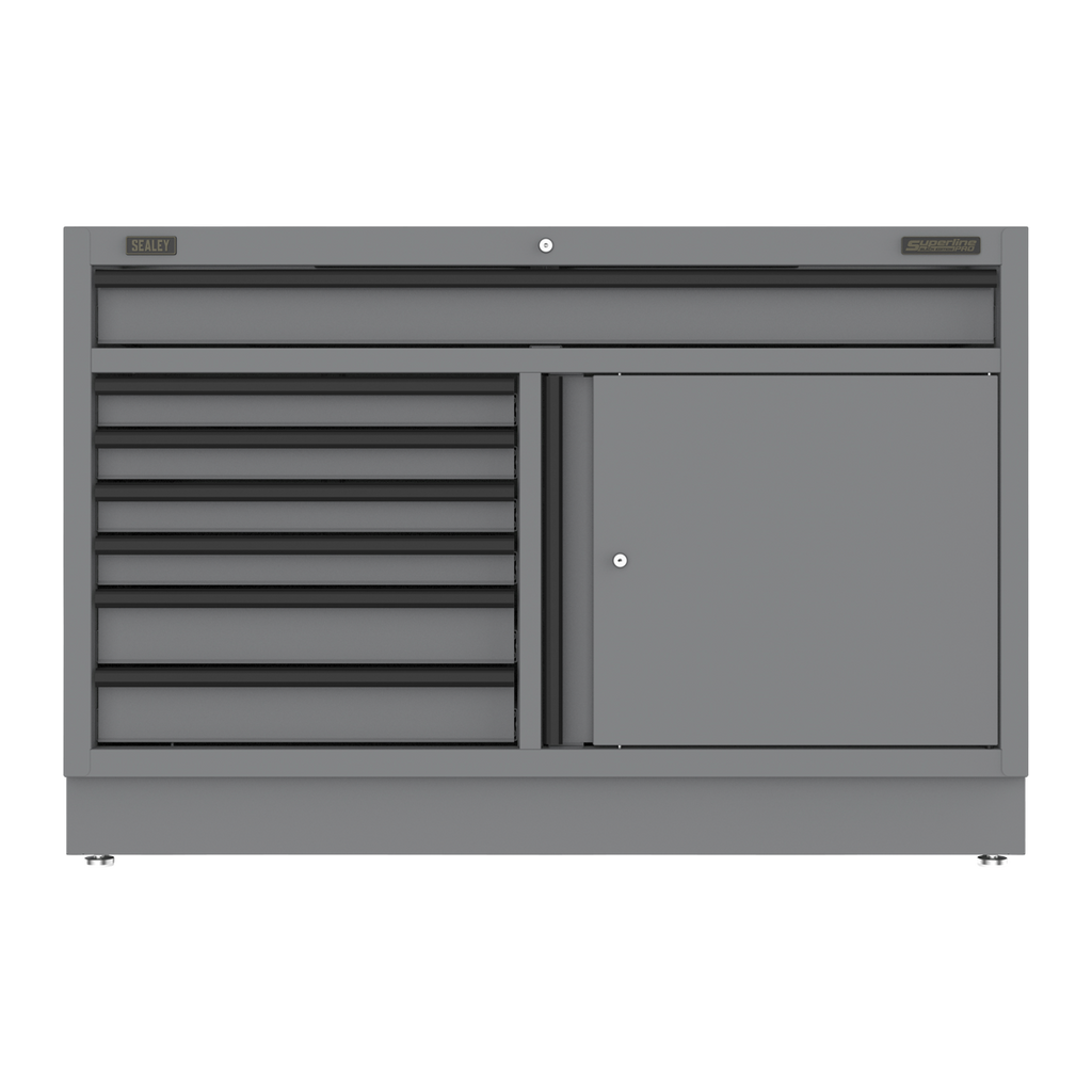 Superline PRO® Black Edition Modular Floor Cabinet 7 Drawer & Cupboard 1360mm (APMS41BE)