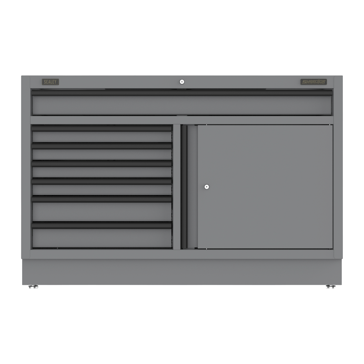 Superline PRO® Black Edition Modular Floor Cabinet 7 Drawer & Cupboard 1360mm (APMS41BE)