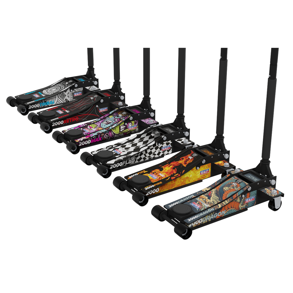 Low Profile Custom Trolley Jack with Rocket Lift, 2 Tonne, Black (2000CB)