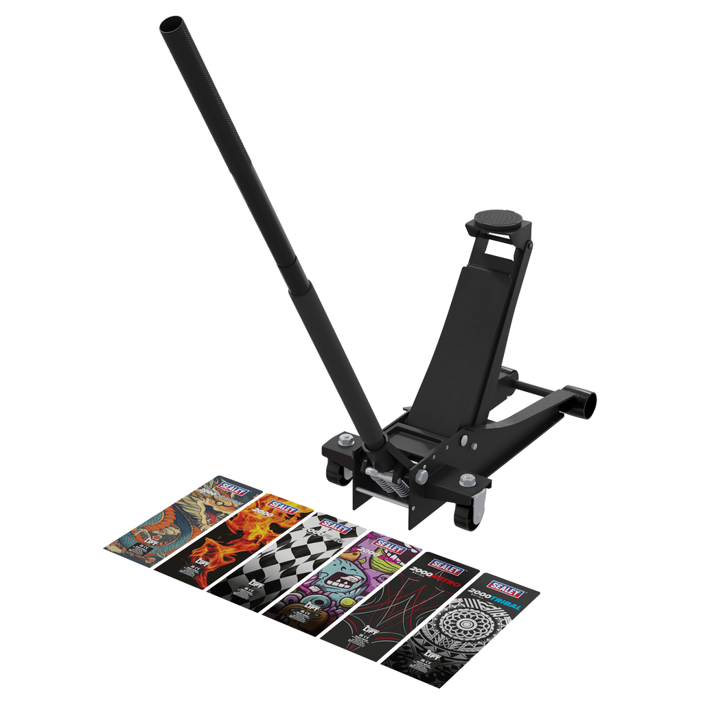 Low Profile Custom Trolley Jack with Rocket Lift, 2 Tonne, Black (2000CB)