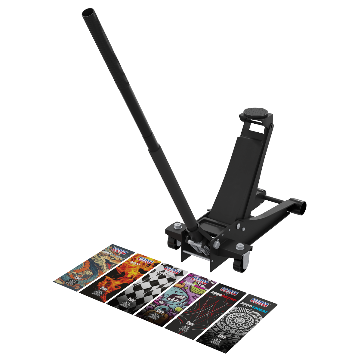 Low Profile Custom Trolley Jack with Rocket Lift, 2 Tonne, Black (2000CB)