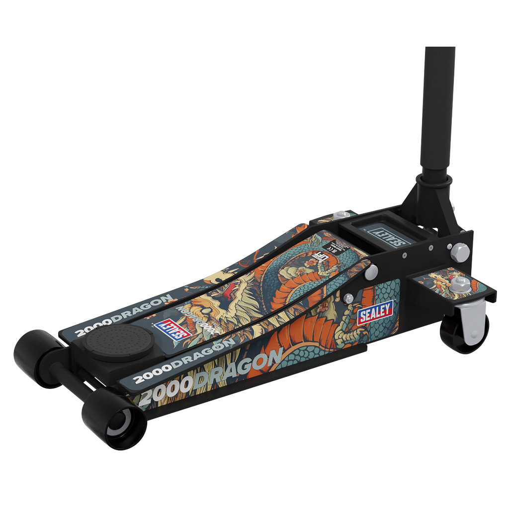 Low Profile Custom Trolley Jack with Rocket Lift, 2 Tonne, Black (2000CB)