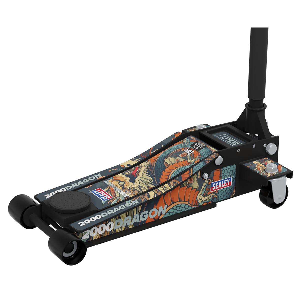 Low Profile Custom Trolley Jack with Rocket Lift, 2 Tonne, Black (2000CB)