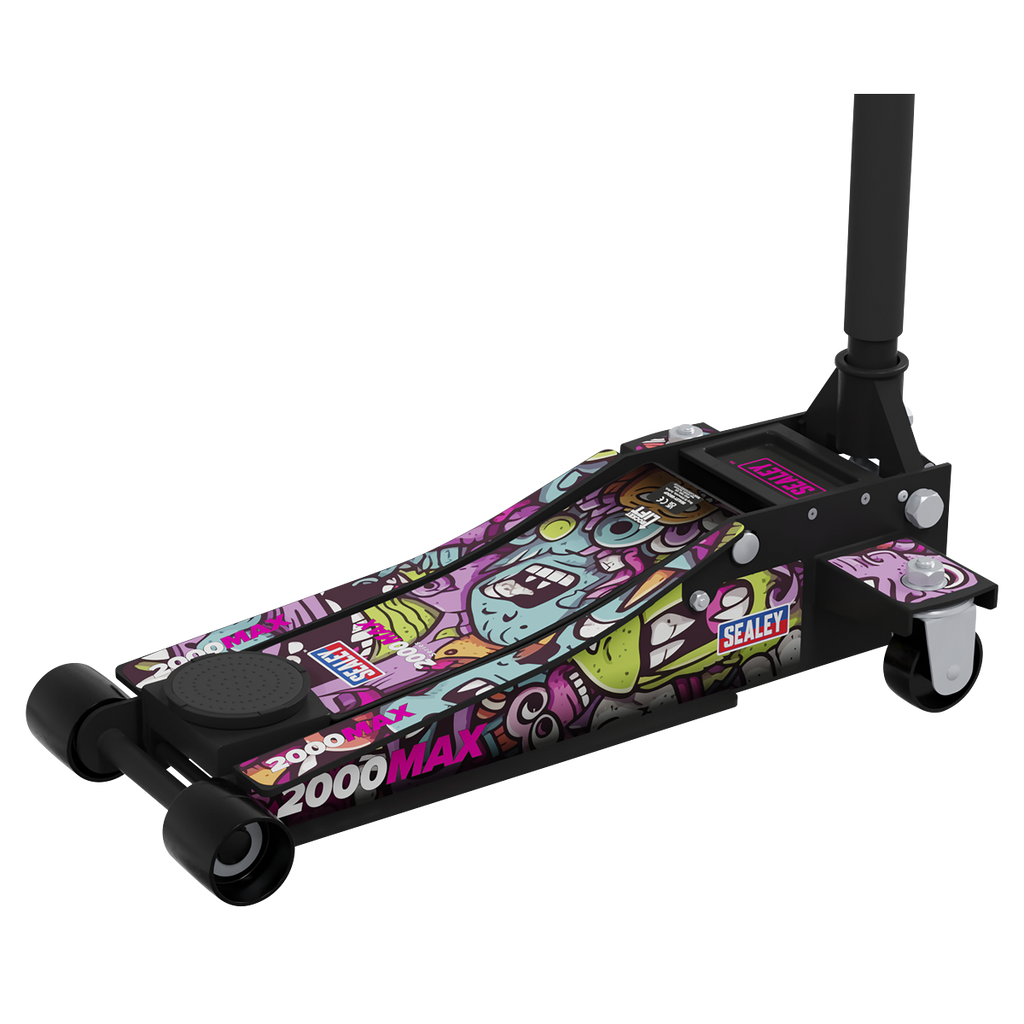 Low Profile Custom Trolley Jack with Rocket Lift, 2 Tonne, Black (2000CB)