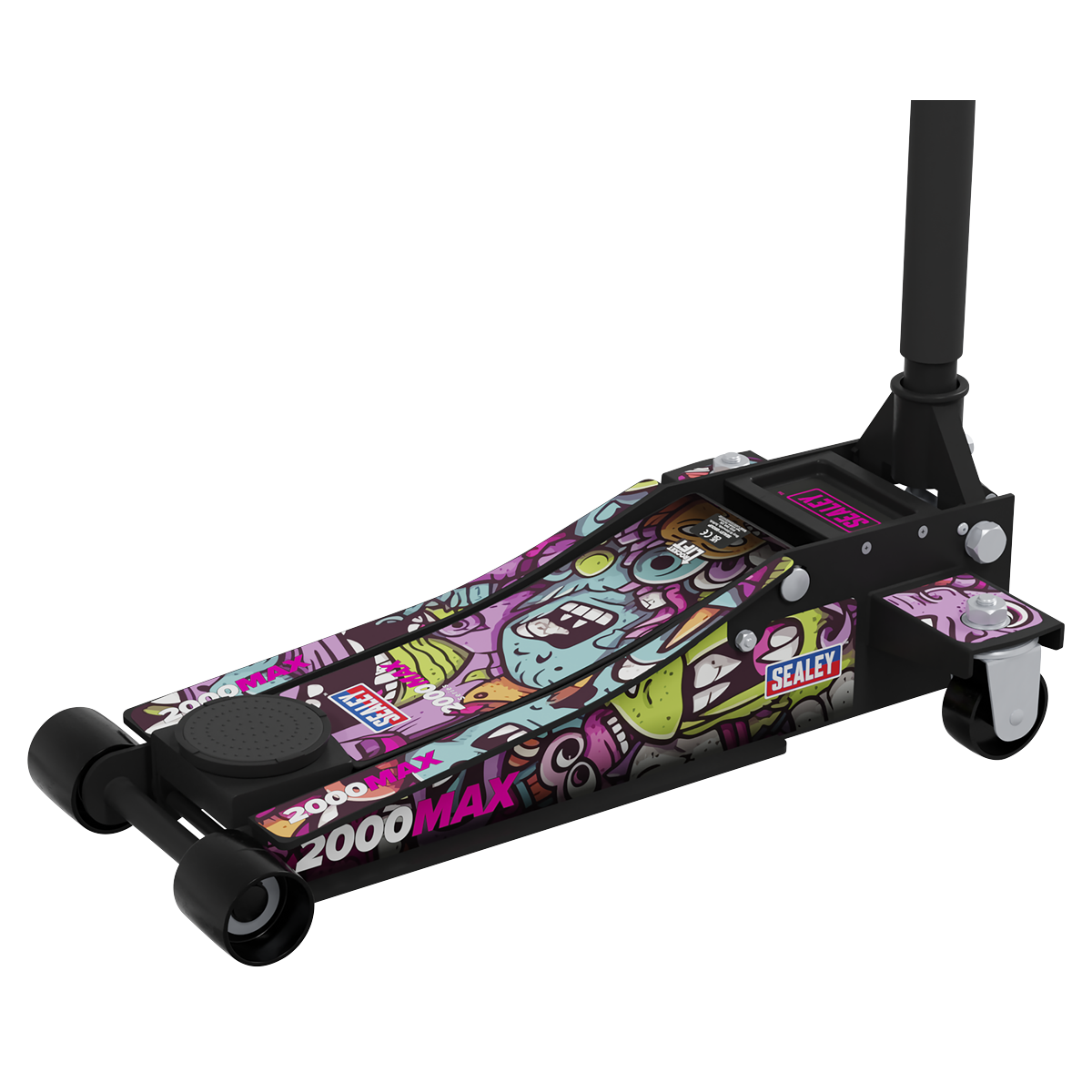 Low Profile Custom Trolley Jack with Rocket Lift, 2 Tonne, Black (2000CB)
