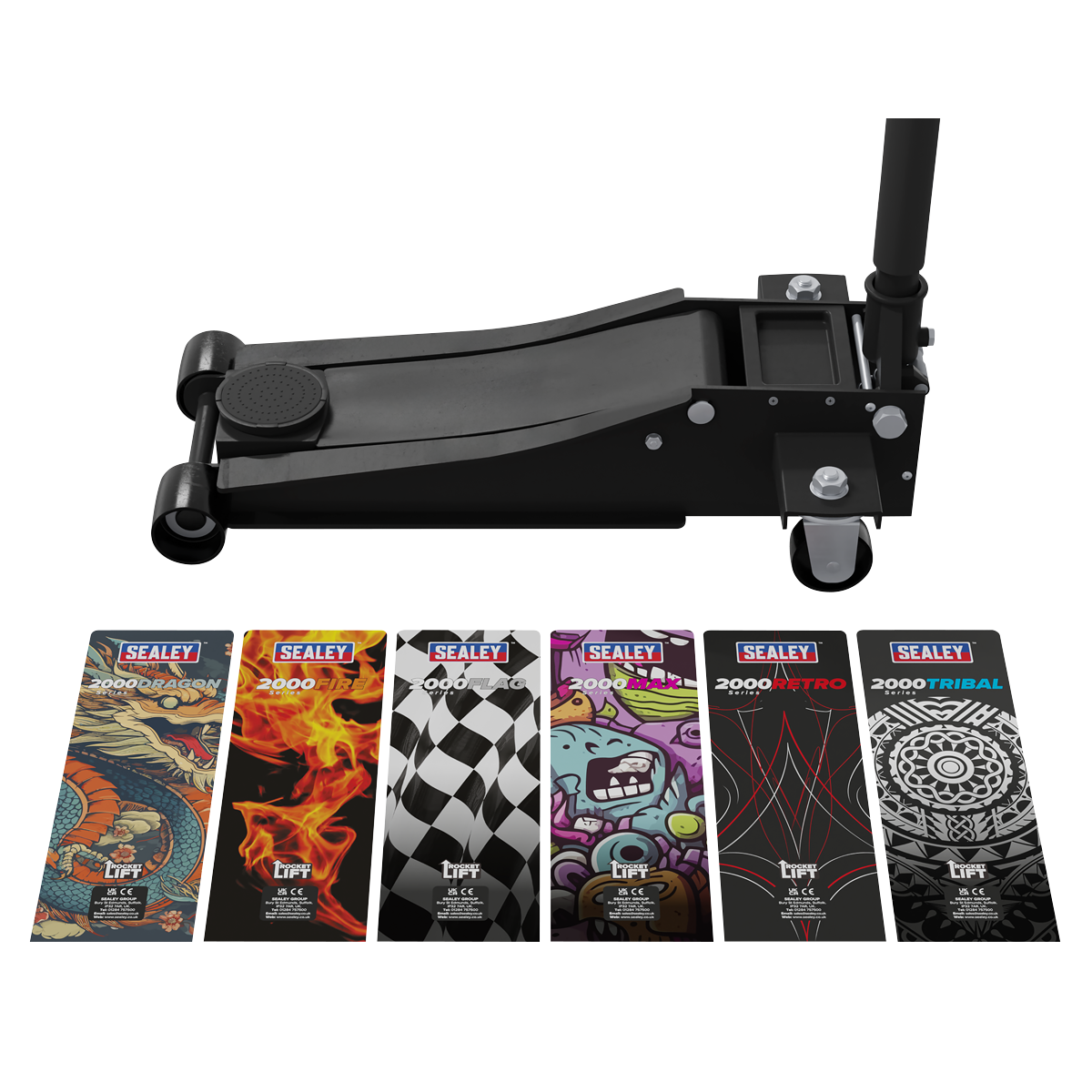 Low Entry Custom Design Trolley Jack with Rocket Lift 2 Tonne - Black