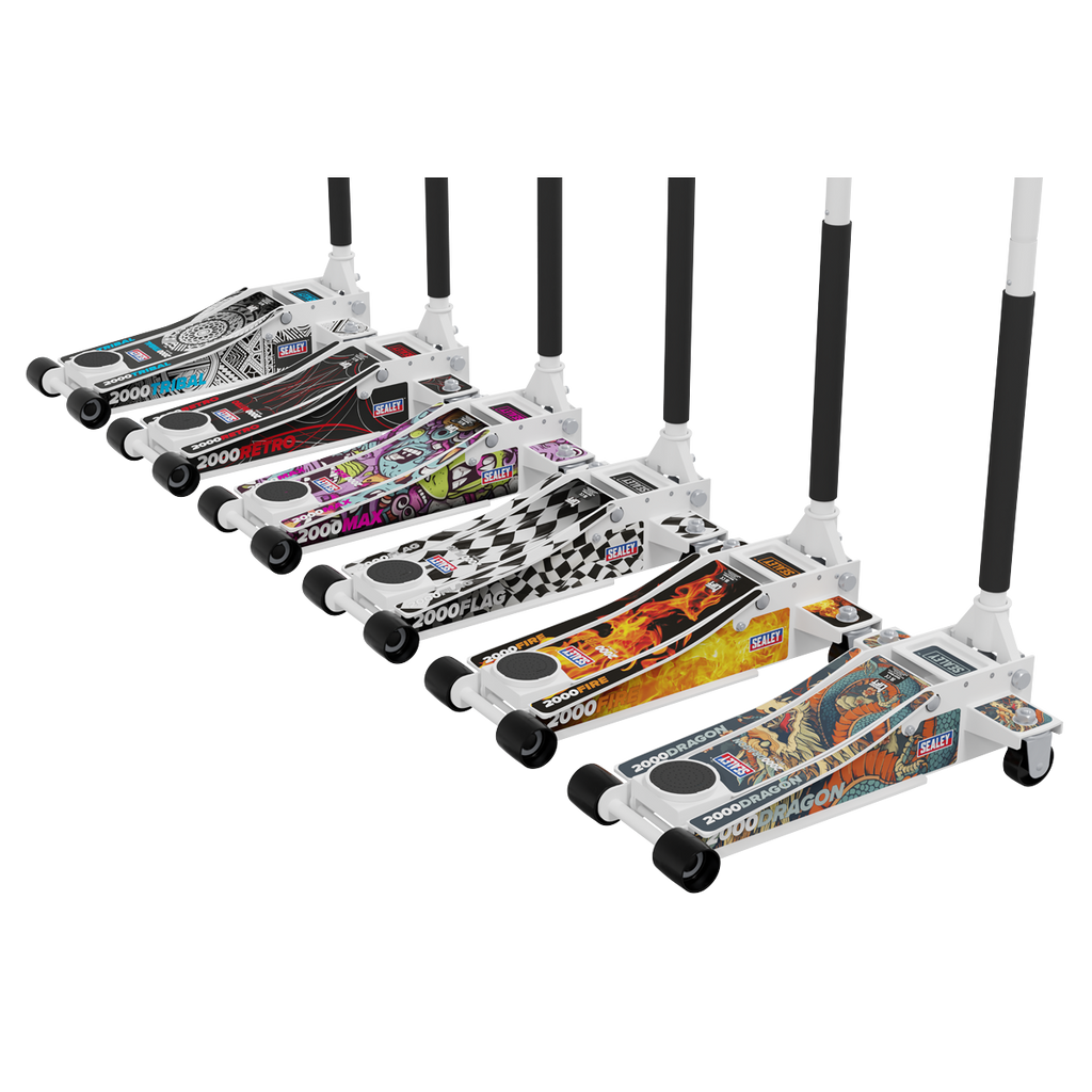 Low Profile Custom Trolley Jack with Rocket Lift, 2 Tonne, White (2000CW)