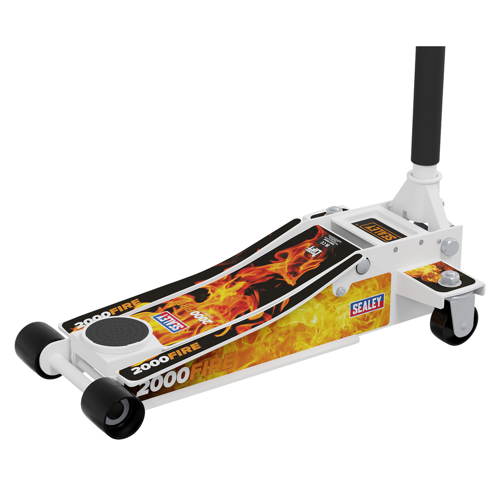 Low Profile Custom Trolley Jack with Rocket Lift, 2 Tonne, White (2000CW)