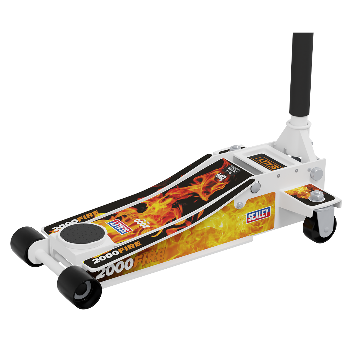 Low Profile Custom Trolley Jack with Rocket Lift, 2 Tonne, White (2000CW)