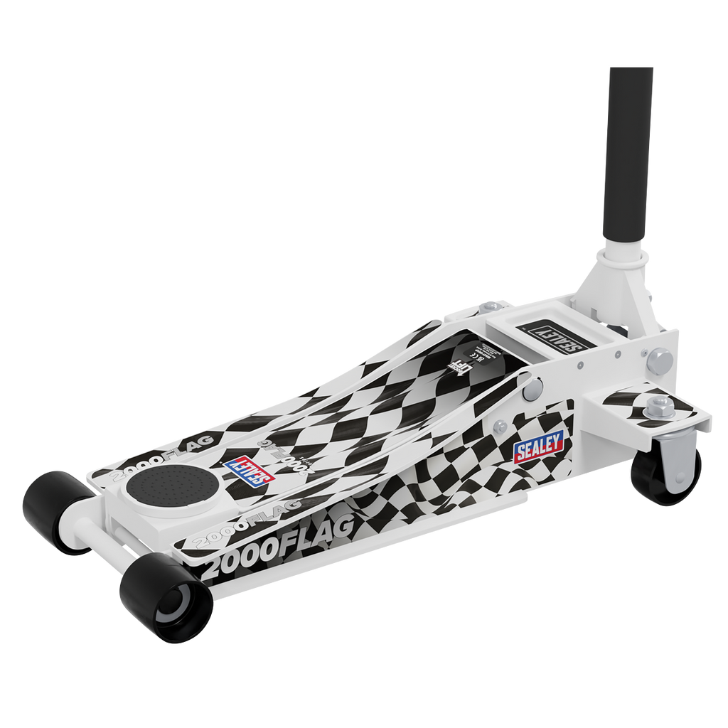 Low Profile Custom Trolley Jack with Rocket Lift, 2 Tonne, White (2000CW)