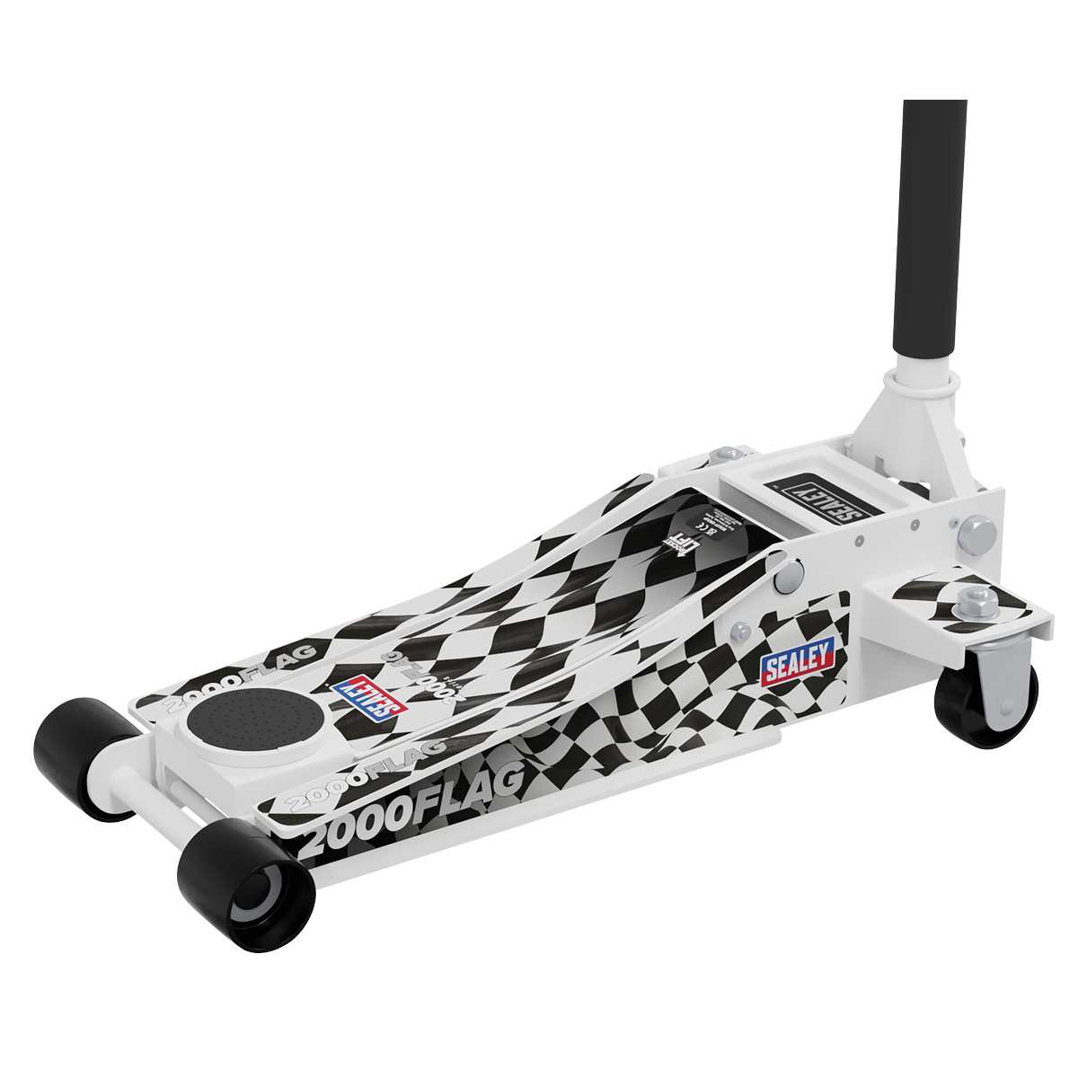 Low Profile Custom Trolley Jack with Rocket Lift, 2 Tonne, White (2000CW)