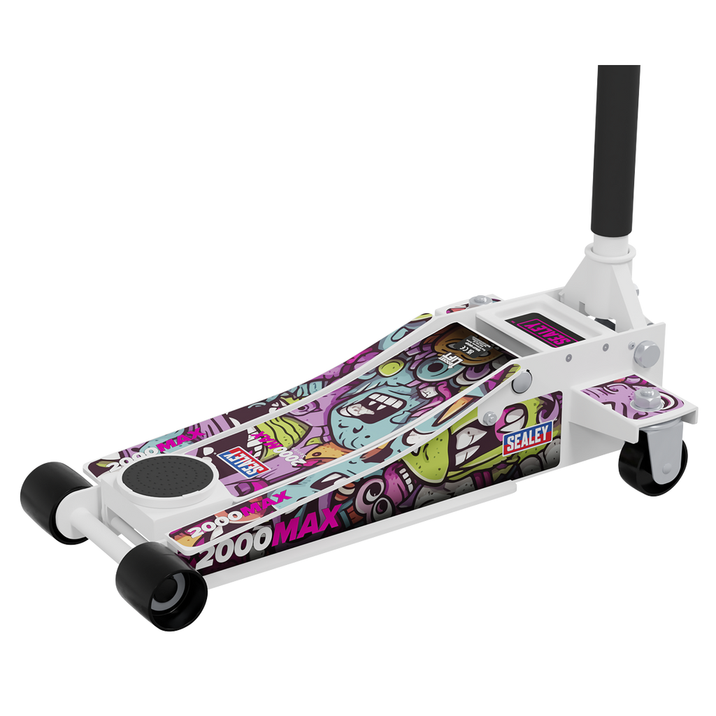 Low Profile Custom Trolley Jack with Rocket Lift, 2 Tonne, White (2000CW)