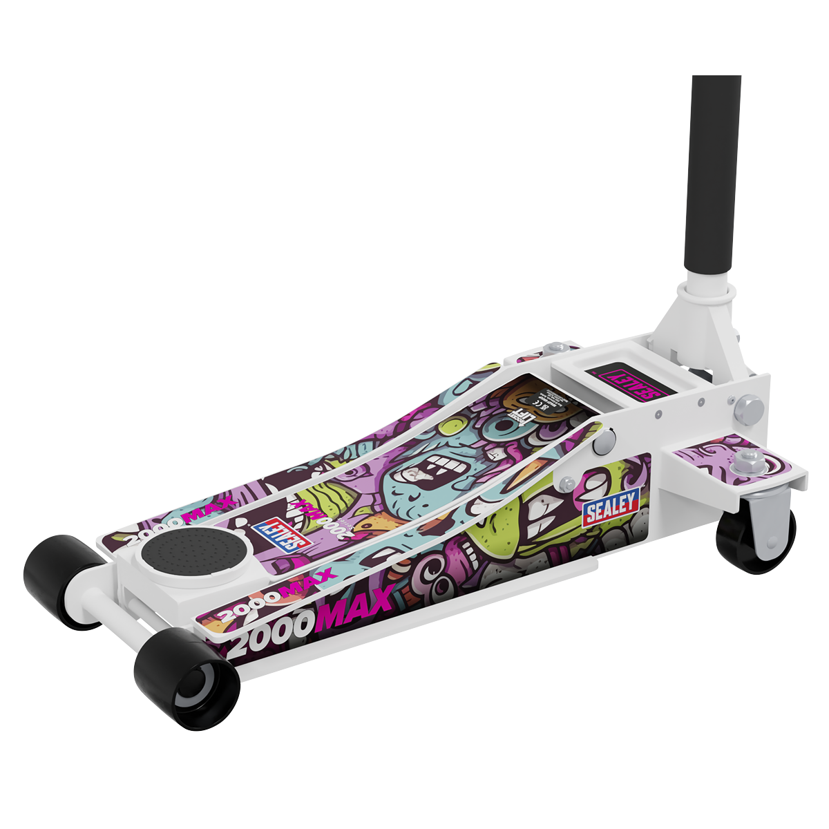 Low Profile Custom Trolley Jack with Rocket Lift, 2 Tonne, White (2000CW)