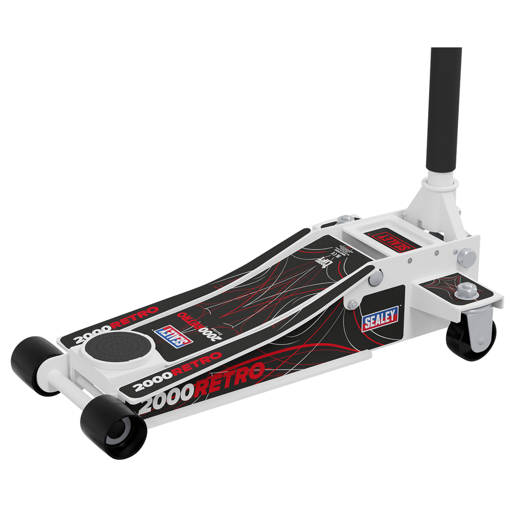Low Profile Custom Trolley Jack with Rocket Lift, 2 Tonne, White (2000CW)