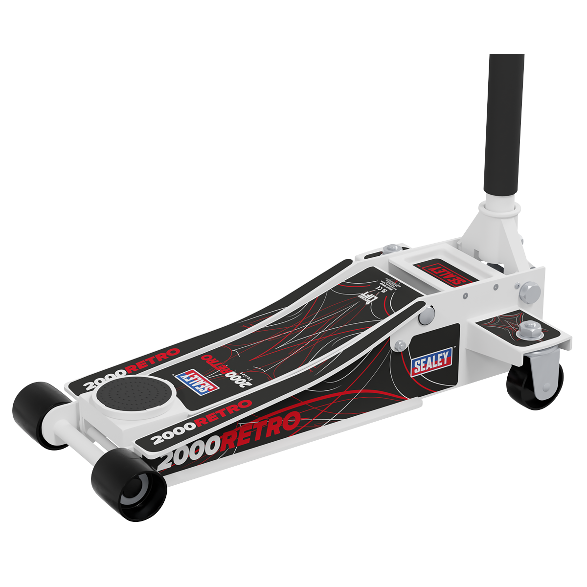 Low Profile Custom Trolley Jack with Rocket Lift, 2 Tonne, White (2000CW)