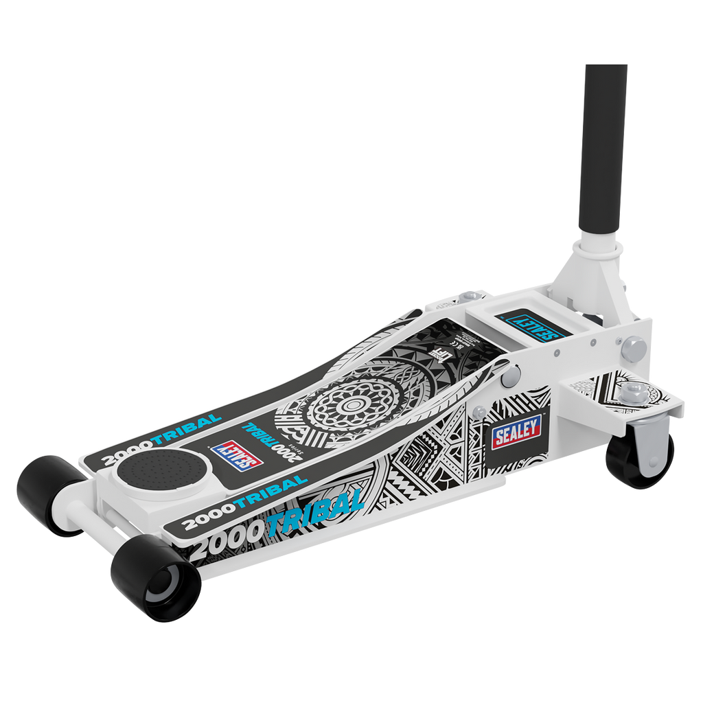 Low Profile Custom Trolley Jack with Rocket Lift, 2 Tonne, White (2000CW)