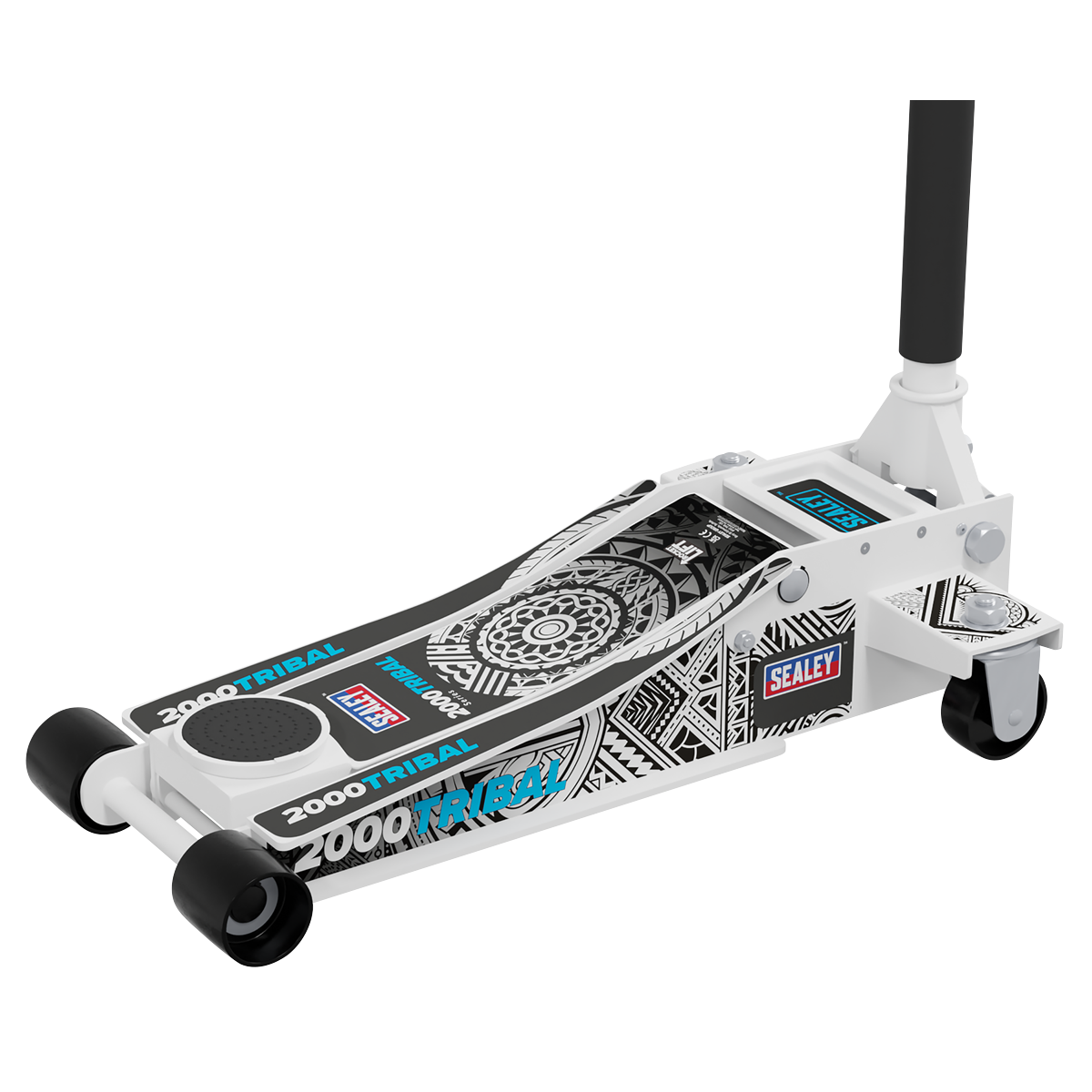 Low Entry Custom Design Trolley Jack with Rocket Lift 2 Tonne - White